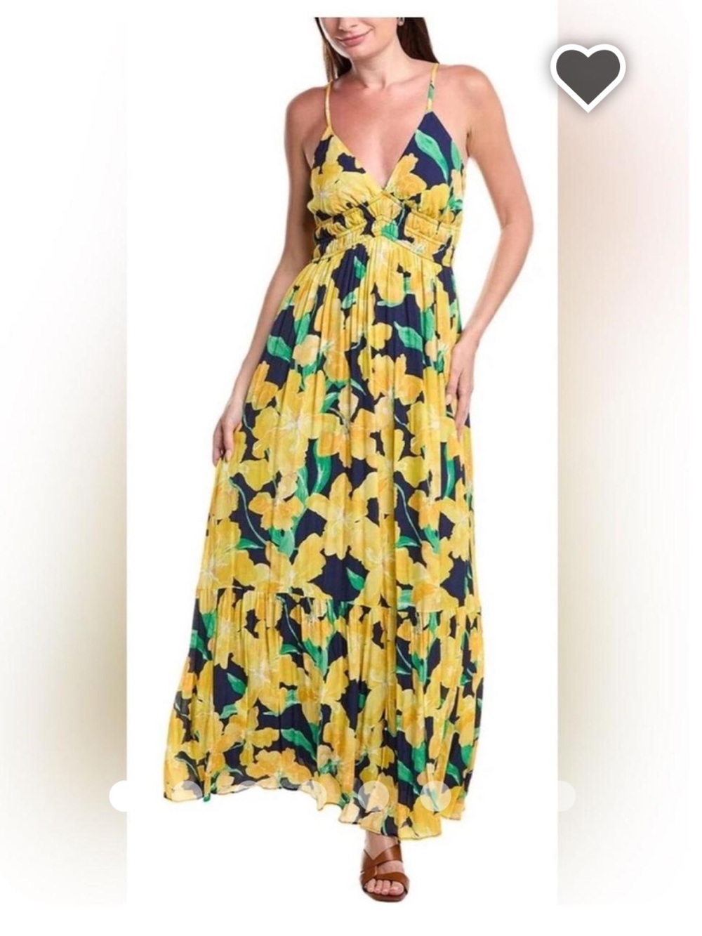 HUTCH 🔥 ANTHROPOLOGIE Yellow Floral Maxi Dress with Spaghetti Straps